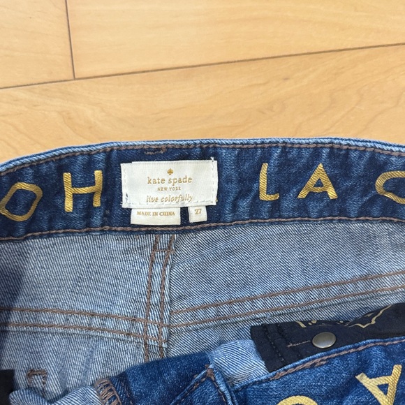 Kate Spade Blue Straight Leg Jeans with Floral Embroidery - Picture 2 of 4